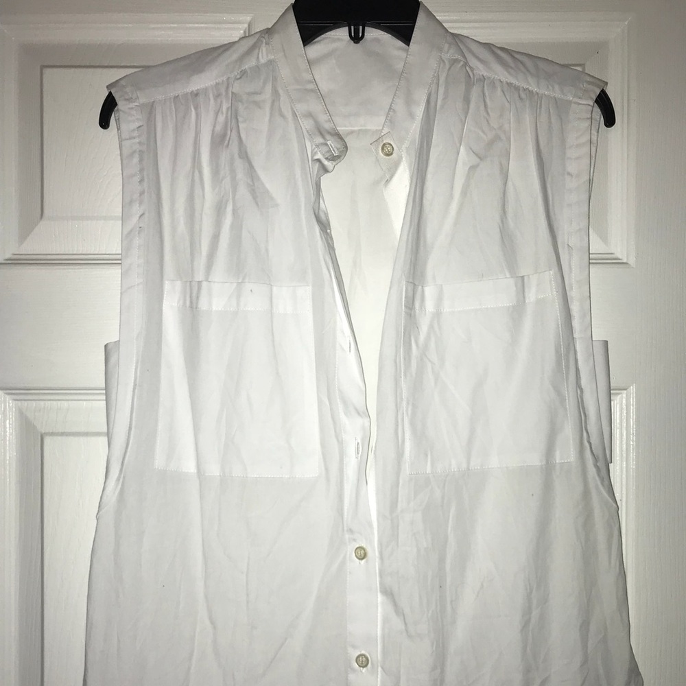 TOME sleeveless white shirt dress